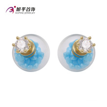 E-164 Xuping Fashion 14 Karat vergoldete CZ Diamant Nachahmung Schmuck Glas Bead Ohrring